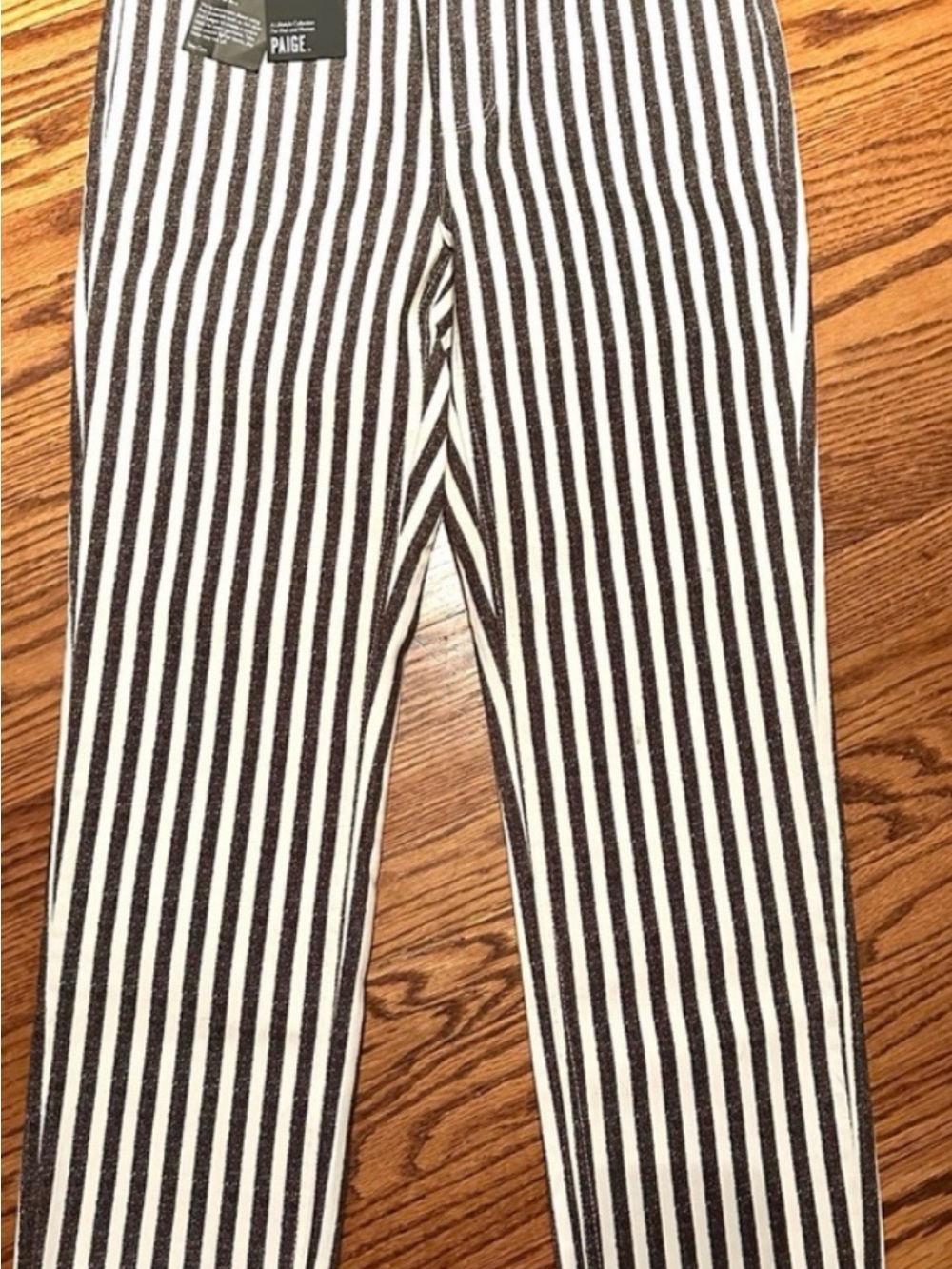 PAIGE Black and White Vertical Stripe Chinos - Picture 4 of 4